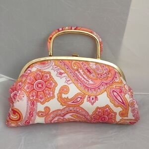 Banana Republic Pink and Orange Paisley Clutch